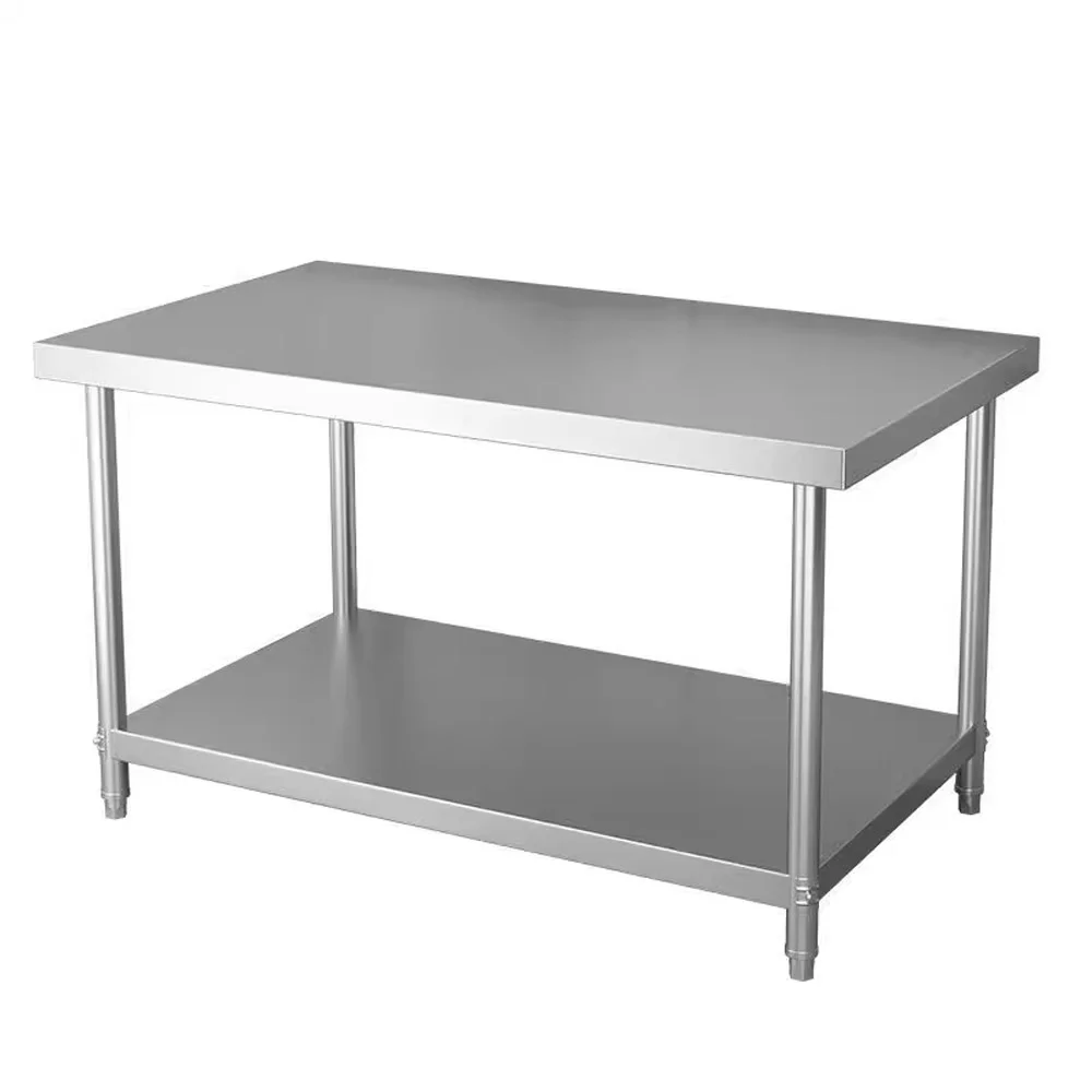Two-tier stainless steel worktable