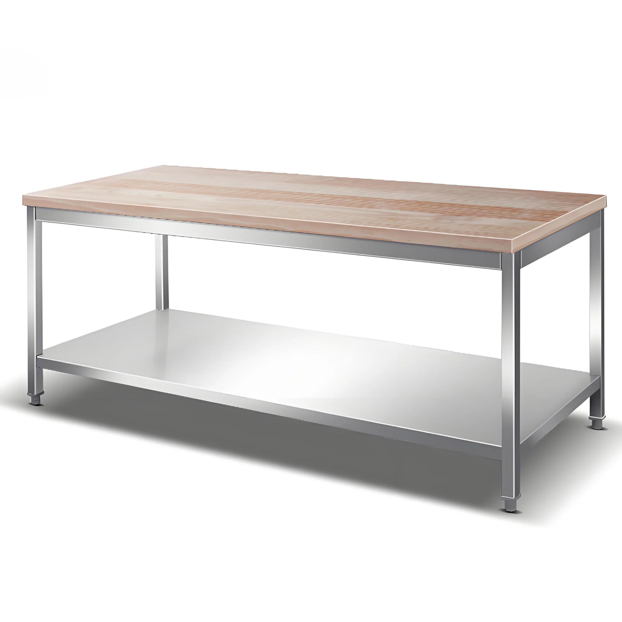 Two-tier worktable with solid lower shelf