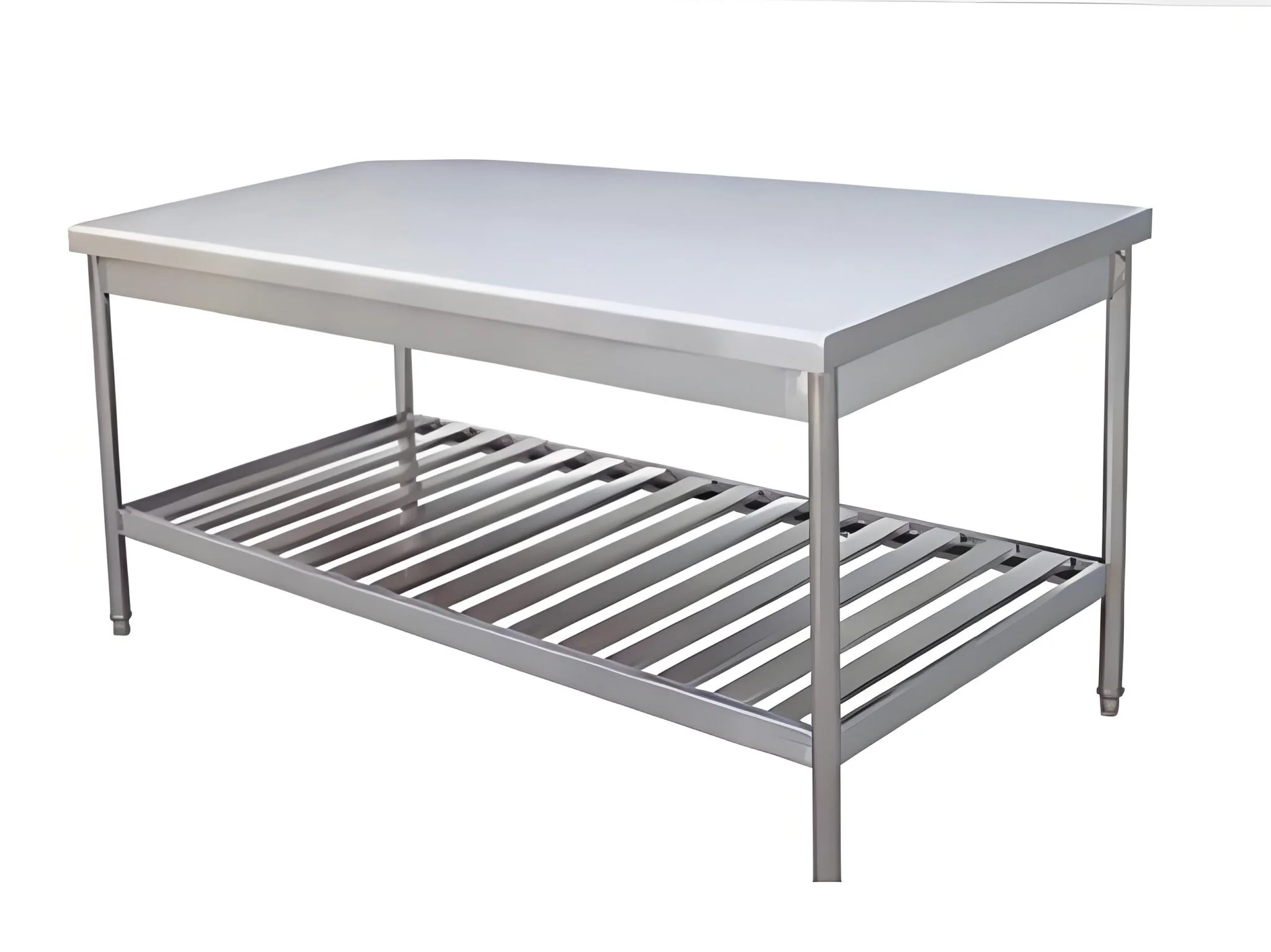 Two-tier worktable with slatted lower shelf