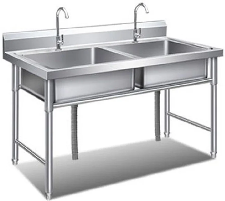 Two-bowl stainless steel sink