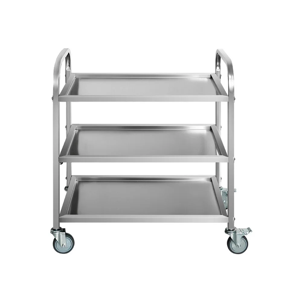 Three-tier stainless steel utility cart