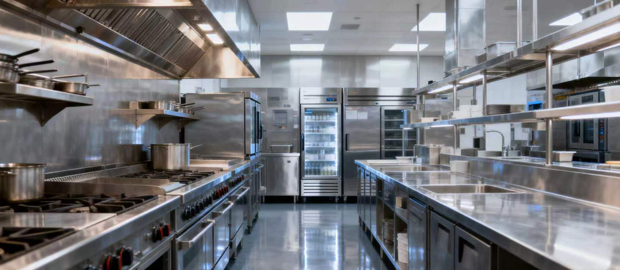 Professional stainless steel commercial kitchen