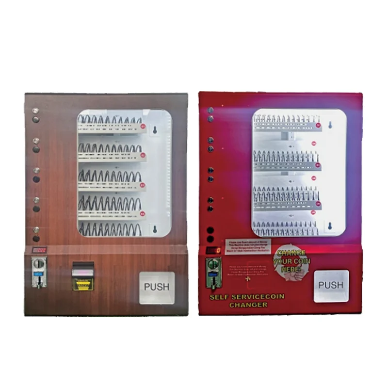 Wall-mounted vending machine with button selection